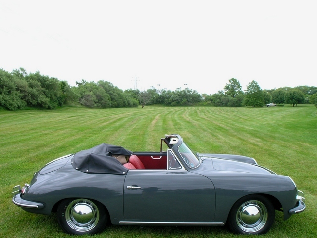 Charming 1961 Porsche 356B Cabriolet convertible finished in factory Grey, featuring red interior and sharp original-style craftsmanship.